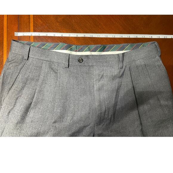 Chaps Mens Dress Pants 38W x 30L All Wool Gray Light Interior Staining Last Pic - Picture 6 of 9